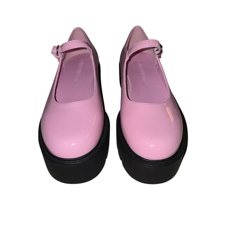 Wild Diva Platform Mary Jane Shoes Pink Patent Chunky Heel Buckle Strap‎ Sz 7.5